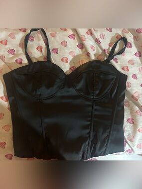 Brandy Melville Black Satin Bustier Top